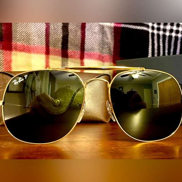 🆕 Ray-Ban RB3561 THE GENERAL Custom Sunglasses. Gold Frame, Polarized Green Lens - Picture 1 of 16